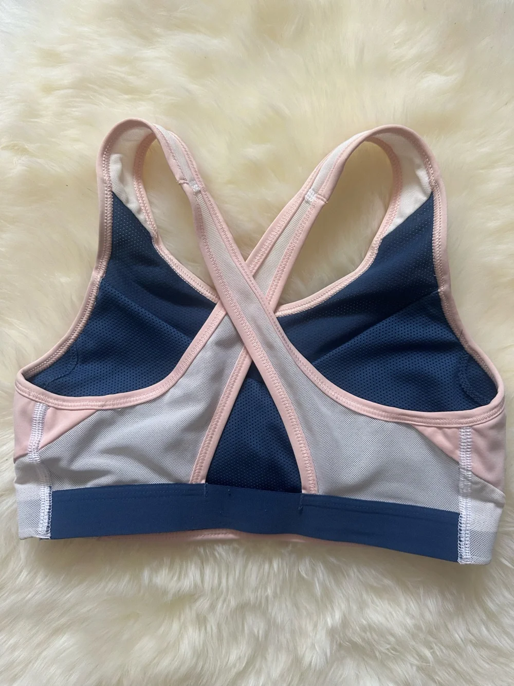 Nike Pink & Navy Colorblock Racerback Medium Support Sports Bra Small